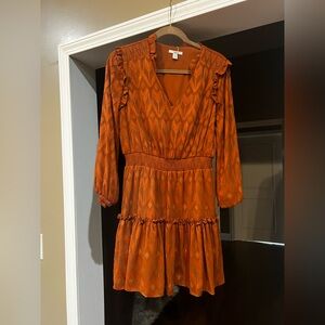 Elegant Orange Ruffled Dress